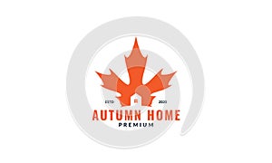 Silhouette autumn leaf with home or house or real estate logo design