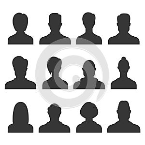 Silhouette avatar set. Person avatars office professional profiles anonymous heads female male faces portraits vector photo