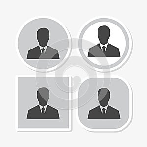 Silhouette avatar stickers set. Person avatars office professional profiles