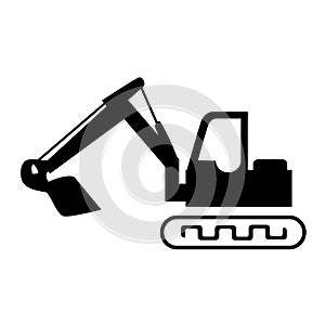 Silhouette backhoe with crane for construction