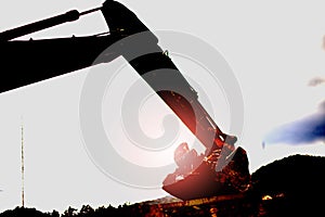 Silhouette backhoe or Excavator