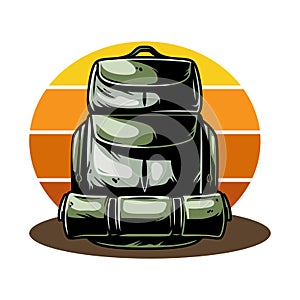 Silhouette of a backpack for camping and travel