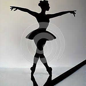 Silhouette of ballerina in dance pose on the stage,