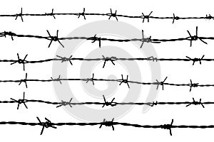 Silhouette barbed wire on white background