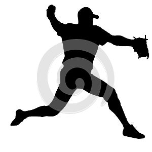 Silhouette of Baseball Pitcher throwing ball, originating image from Generative AI technology