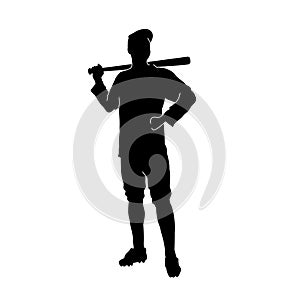 Silhouette of a baseball player in action pose.