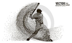 Silhouette of a baseball player from particle. Vector silhouette.