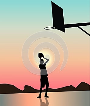 Silhouette of a basketball player