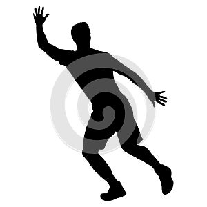 Silhouette of a basketball player on a white background