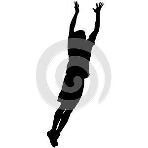 Silhouette of a basketball player on a white background