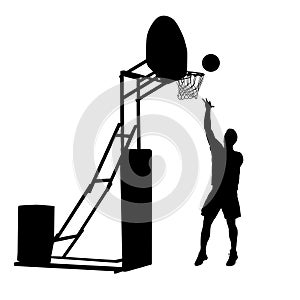 Silhouette of a basketball player on a white background