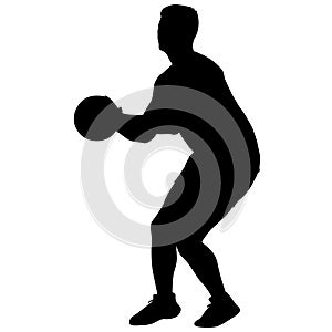 Silhouette of a basketball player on a white background