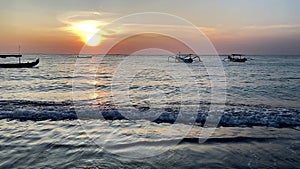 Silhouette of a beach during sunset. peaceful during late afternoon or early evening