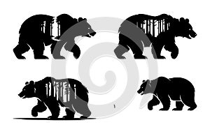 Silhouette Bear Designs with Forest Interior
