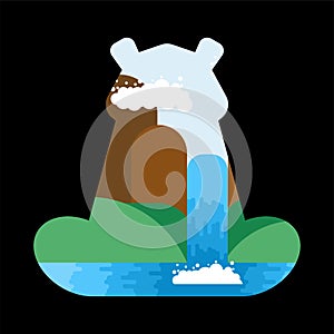 Silhouette bear forest landscape in its outlines. Wildlife Inside predator