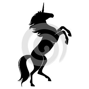 Silhouette of beauliful black unicorn.