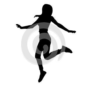 Silhouette of beautiful female hip hop dance on white background