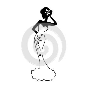 Silhouette of the beautiful girl, vector illustration