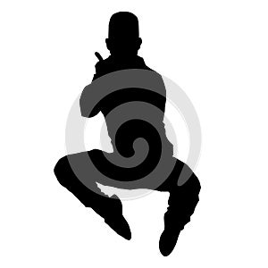 Silhouette of beautiful male hip hop dance on white background