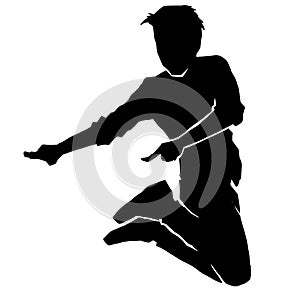 Silhouette of beautiful male hip hop dance on white background