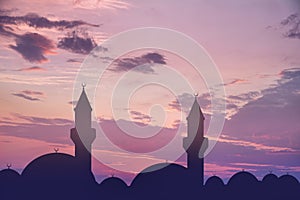Silhouette of a beautiful mosque agains