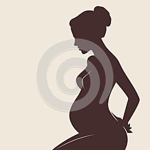 Silhouette of beautiful pregnant woman Vector illustration