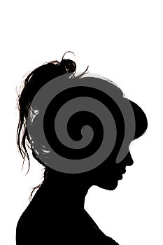 Silhouette of beautiful profile of female head concept beauty and fashion