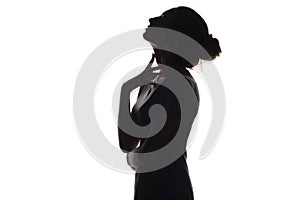 silhouette of beautifull girl, woman face profile on white isolated background, concept of beauty and fashion