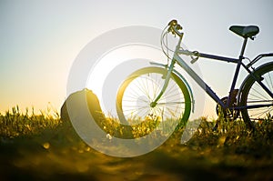 Silhouette Bicycle with beautiful landscape