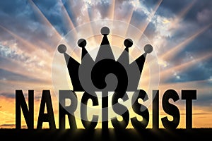 Silhouette of the Big Crown lies on the word Narcissist