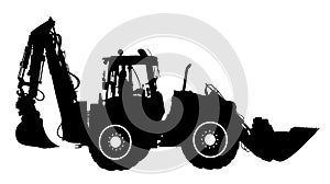 Silhouette of the big tractor.