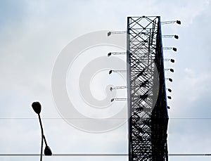 Silhouette of Billboard structure  on blue sky background
