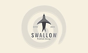 silhouette bird swallow fly simple logo symbol icon vector graphic design illustration