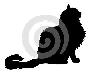 Silhouette of a black cat sitting