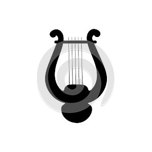 Silhouette black image ancient lyre musical instrument