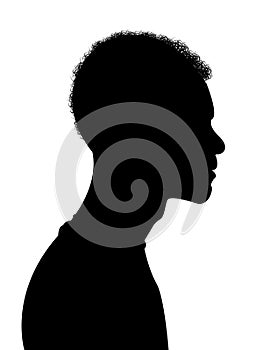 Silhouette Of Black Man With Curly Short Hair