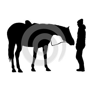 Silhouette of black mustang horse vector illustration