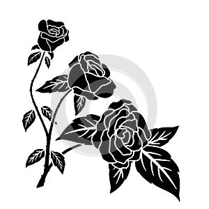 Silhouette black rose flower decoration