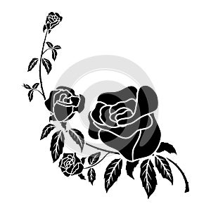 Silhouette black rose flower decoration