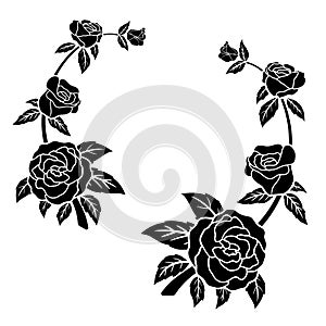 Silhouette black rose flower decoration