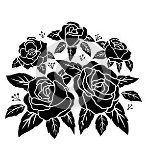 Silhouette black rose flower decoration