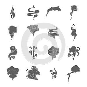 Silhouette Black Smoke Decorative Element Set. Vector
