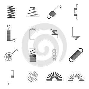 Silhouette Black Springs Icon Set. Vector