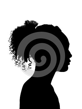 Silhouette of Black Woman with Tied Hair