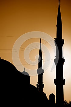 Silhouette of Blue Mosque, Istanbul, Turkey