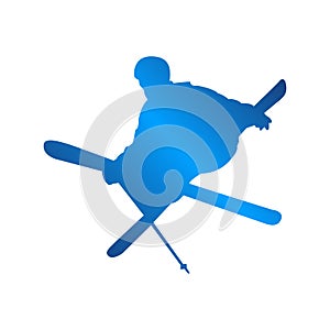 Silhouette blue skiing people logo design vector illustration