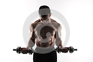 Silhouette of a bodybuilder on a white background