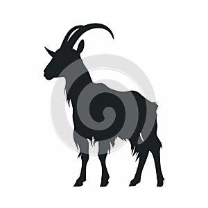 Silhouette Of A Bold And Angular Goat In Dark Black And Light Black