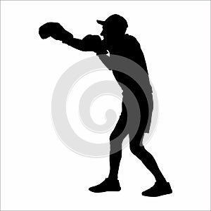 silhouette of a boxer, white background