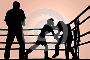 Silhouette boxing fight